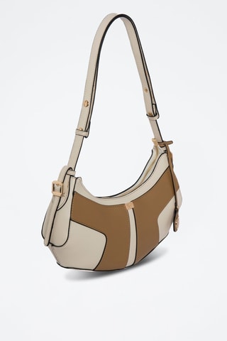 Mala de ombro Rodhes - Branco e castanho-claro