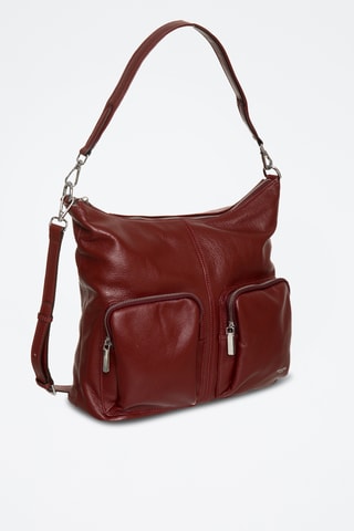 Borsa a spalla in crosta di pelle Lisbonne - Bordeaux