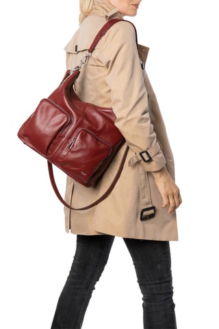 Borsa a spalla in crosta di pelle Lisbonne - Bordeaux