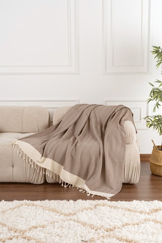 Colcha de sofá Baliksirti - Marrón y beige