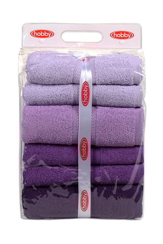 4 toallas de ducha de fibra de bambú - Violeta y lila - 70 x 140 cm