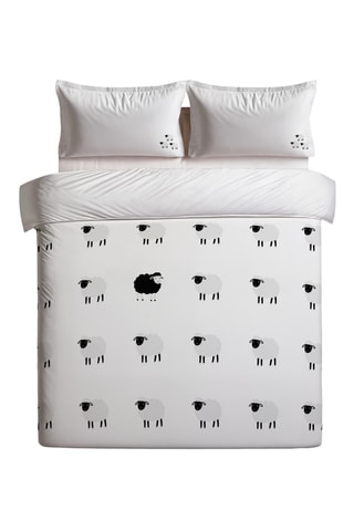 Juego de nórdico de algodón 57 hilos/cm² Mouton noir - Blanco