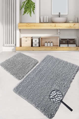 2 alfombras de baño Victoria  - Gris - 50 x 60 cm/60 x 100 cm