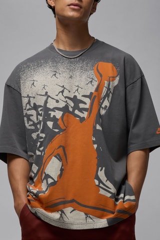 T-shirt oversize - Gris foncé et orange