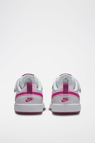 Baskets Court Borough Low 2 en cuir - Blanc et fuchsia