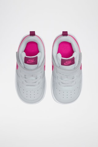 Baskets Court Borough Low 2 en cuir - Blanc et fuchsia