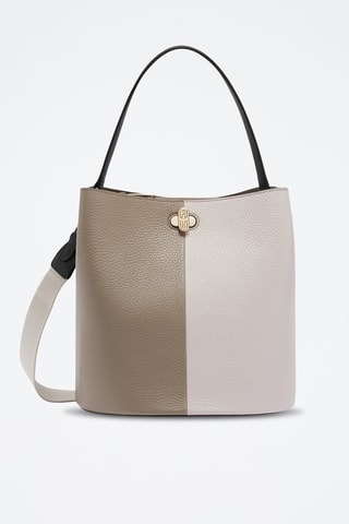 Sac seau en cuir de veau - Gris et noir