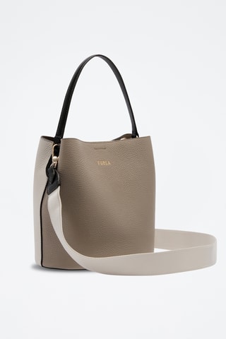 Sac seau en cuir de veau - Gris et noir