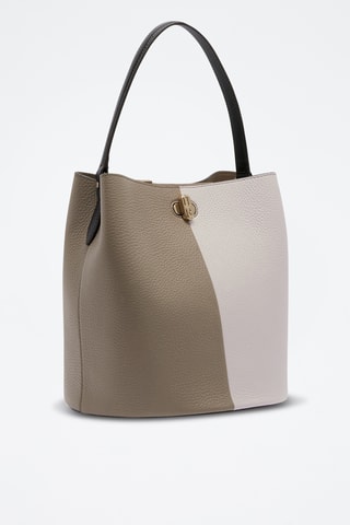 Sac seau en cuir de veau - Gris et noir