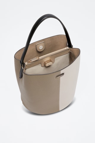 Sac seau en cuir de veau - Gris et noir