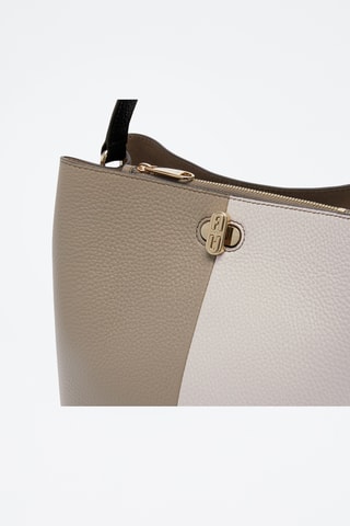 Sac seau en cuir de veau - Gris et noir