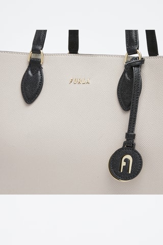 Sac porté épaule en cuir de veau - Ecru et vert clair