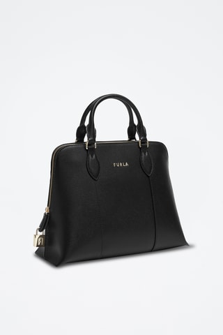 Sac à main en cuir de veau - Noir et argenté