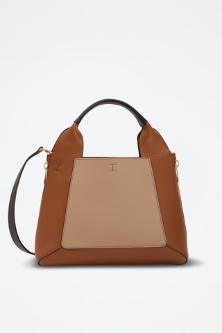 Sac à main en cuir de veau - Camel et beige