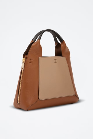 Sac à main en cuir de veau - Camel et beige