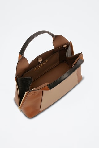 Sac à main en cuir de veau - Camel et beige