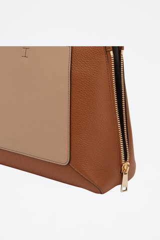 Sac à main en cuir de veau - Camel et beige