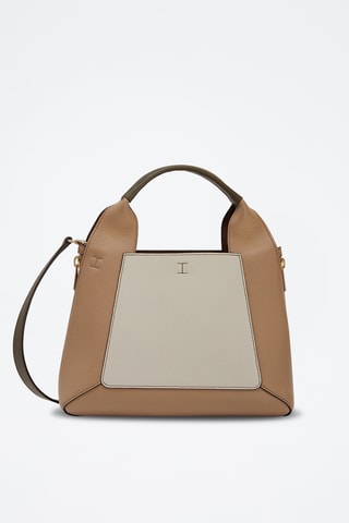 Sac à main en cuir de veau - Beige et écru