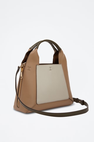 Sac à main en cuir de veau - Beige et écru