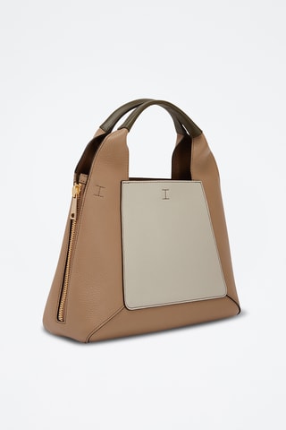 Sac à main en cuir de veau - Beige et écru