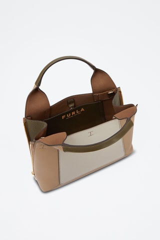 Sac à main en cuir de veau - Beige et écru