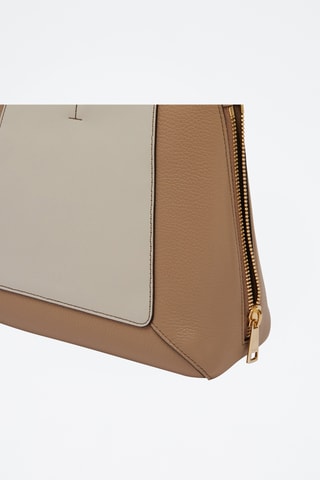 Sac à main en cuir de veau - Beige et écru