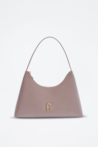 Sac porté épaule en cuir de veau - Mauve