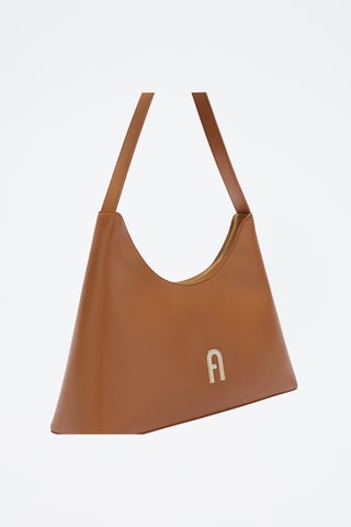 Sac porté épaule en cuir de veau - Camel