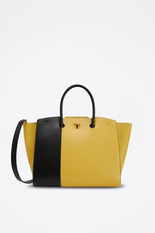 Sac à main en cuir de veau - Jaune et noir