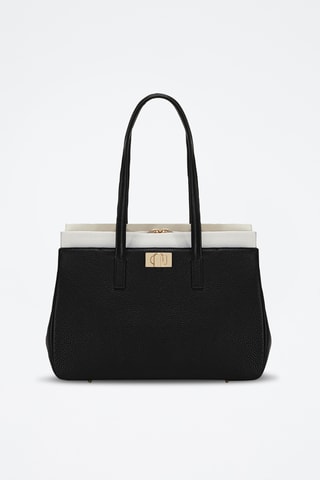 Cabas en cuir de veau - Noir et blanc