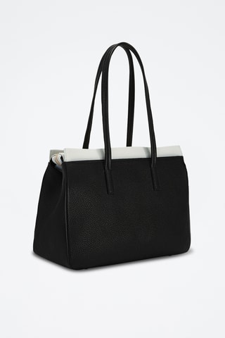 Cabas en cuir de veau - Noir et blanc