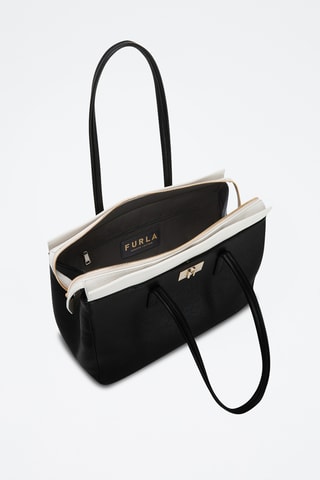 Cabas en cuir de veau - Noir et blanc