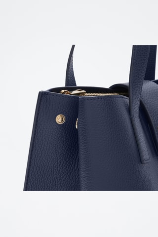 Sac porté épaule en cuir de veau - Bleu marine