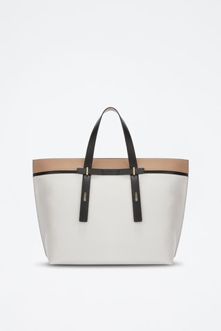 Sac à main en cuir de veau - Blanc et beige