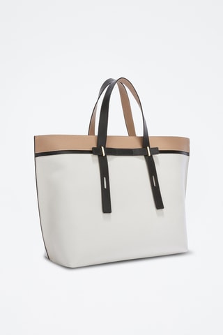 Sac à main en cuir de veau - Blanc et beige