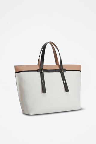 Sac à main en cuir de veau - Blanc et beige