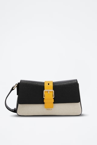 Sac bandoulière en cuir de veau - Noir et jaune