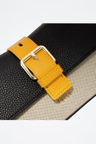 Sac bandoulière en cuir de veau - Noir et jaune