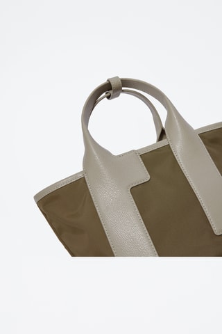 Sac à main en cuir - Kaki et gris clair