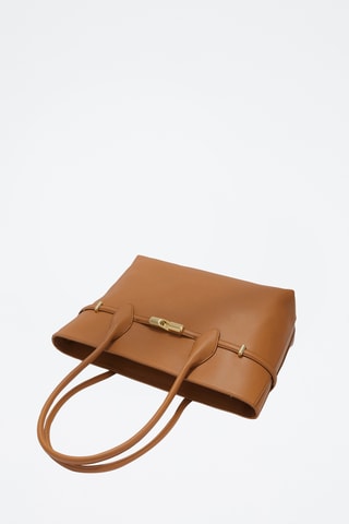 Sac porté épaule en cuir de veau - Camel