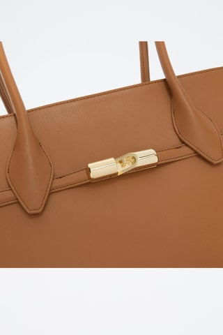 Sac porté épaule en cuir de veau - Camel