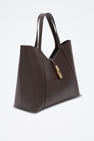 Cabas en cuir de veau - Marron foncé