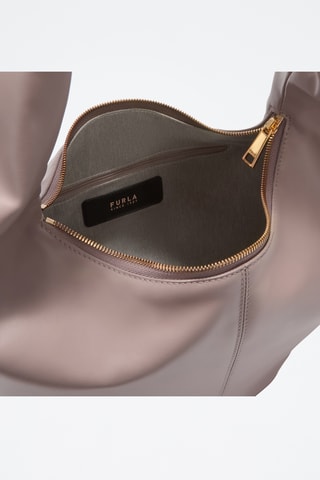 Sac porté épaule en cuir de veau - Mauve