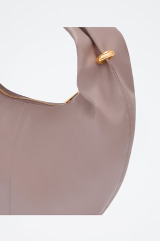 Sac porté épaule en cuir de veau - Mauve