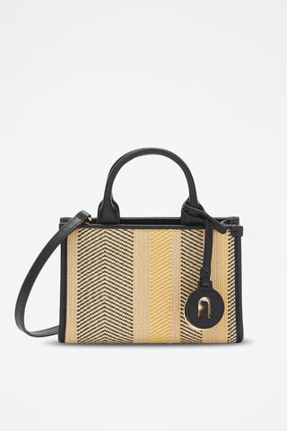 Sac à main en cuir - Beige et noir