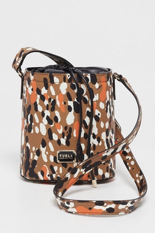 Sac seau en cuir Set Camel et noir