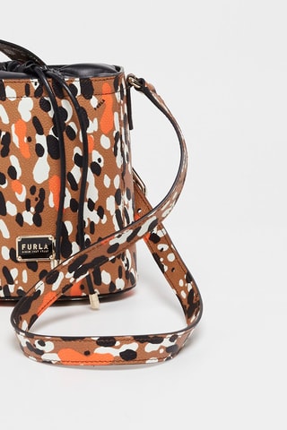 Sac seau en cuir Set Camel et noir