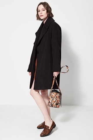 Sac seau en cuir Set Camel et noir