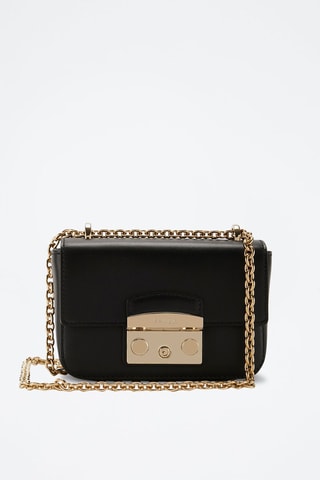 Sac bandoulière en cuir de veau Noir