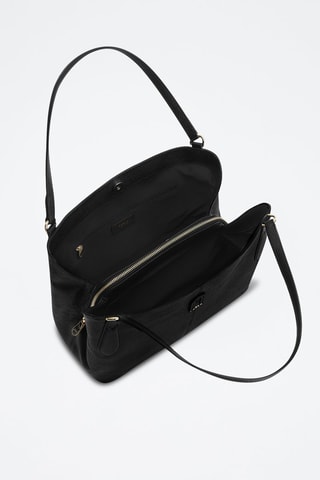 Sac porté épaule en cuir de veau M Dafne - Noir